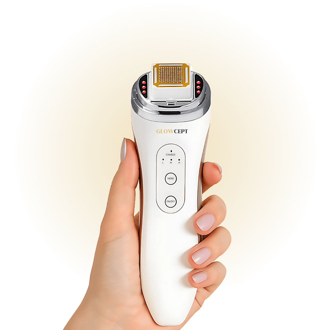 GlowCept Derma Face Laser handheld anti-aging device for at-home skin tightening and wrinkle reduction treatments.