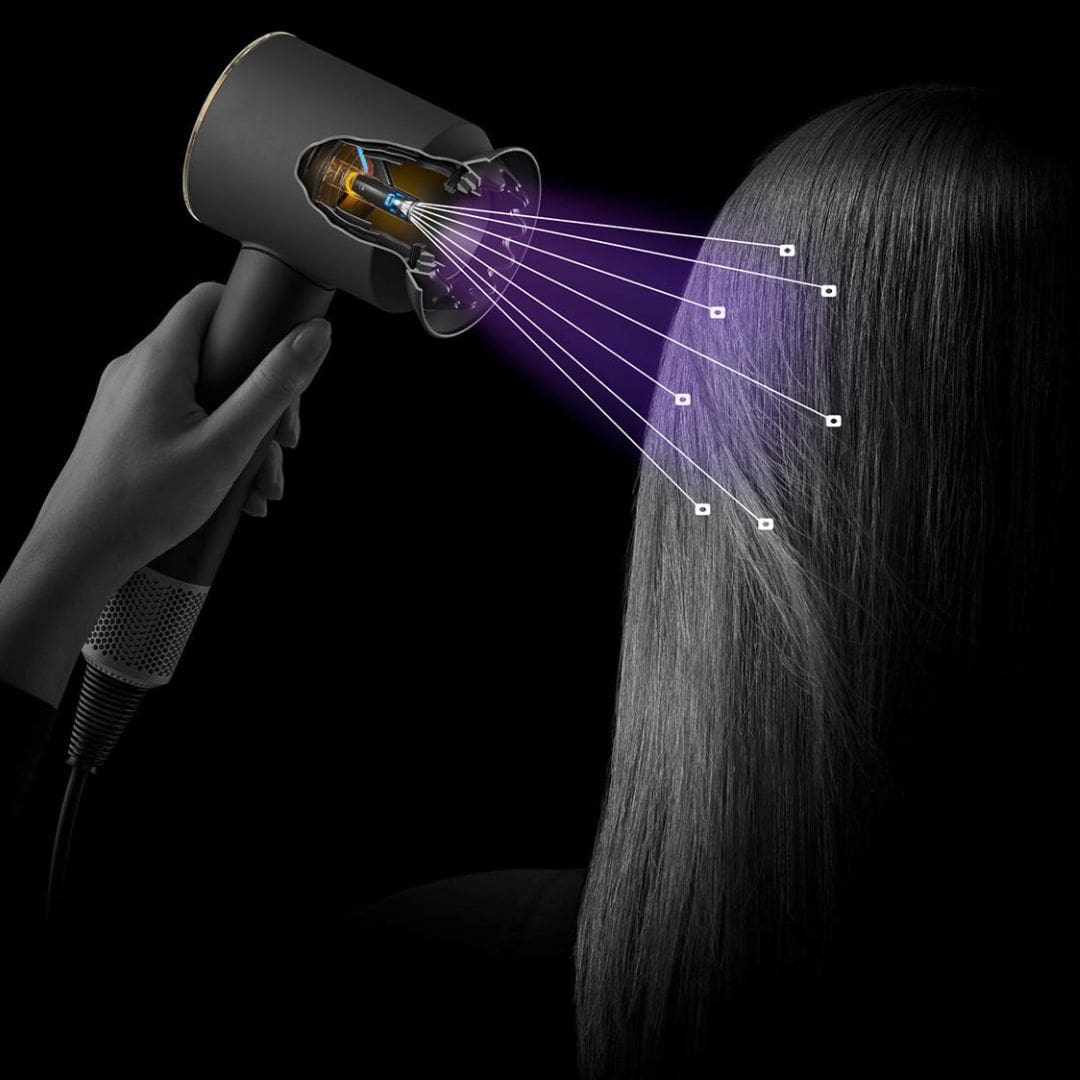GlowCept High Speed Hair Dryer advanced technology demonstrating precise ionic airflow for smooth, shiny, frizz-free hair.
